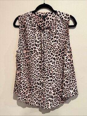 🩵torrid Leopard Tie-Neck Sleeveless Top Mobwife Date Night Classic Cruise Ready